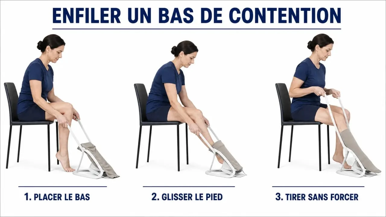 Chausse bas de contention : utilisation d’un modèle rigide pour enfiler un bas de compression