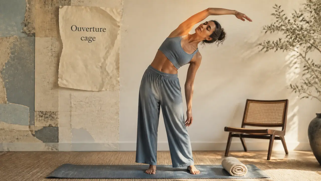 Exercice ouverture cage thoracique : étirement latéral pour respiration plus ample