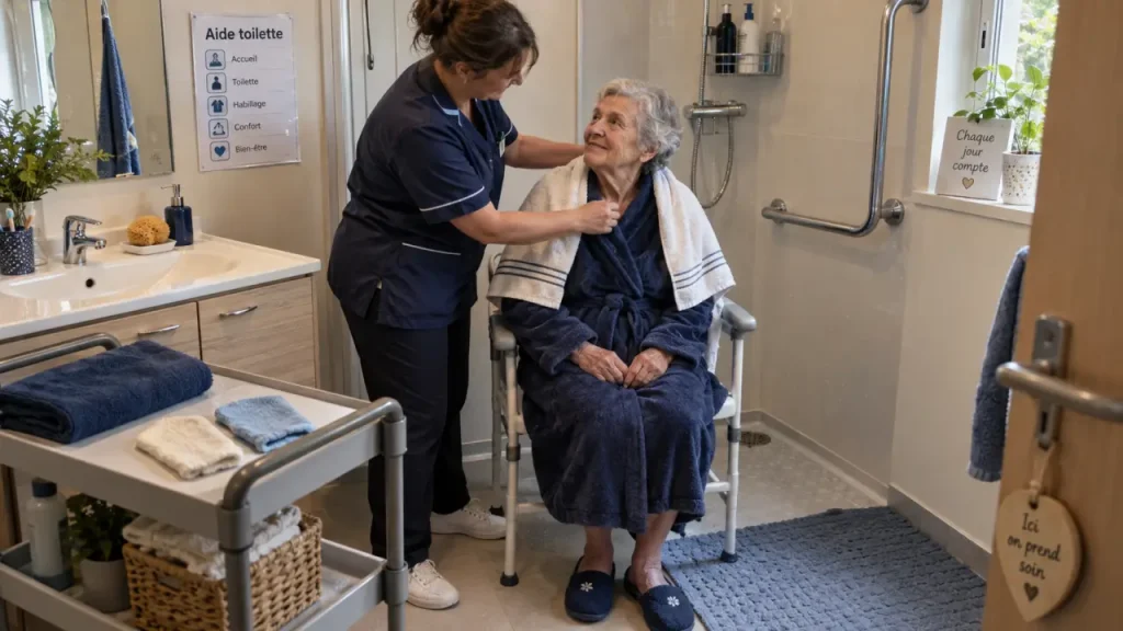 Aide à la toilette à domicile : choisir le bon intervenant selon l’autonomie