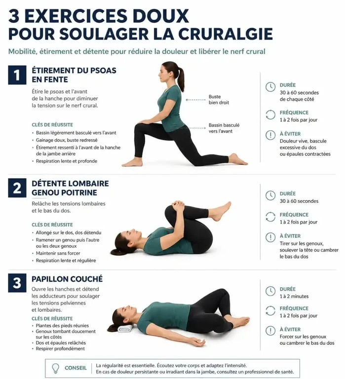 Exercices doux pour soulager une cruralgie